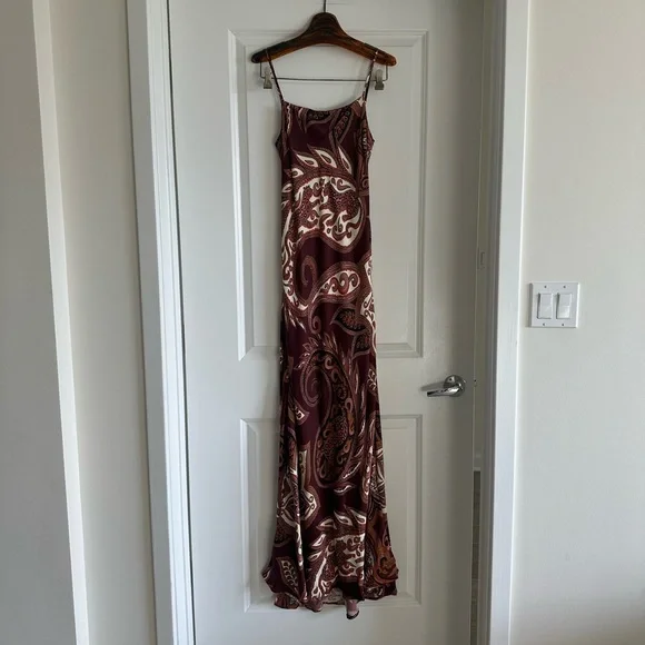 Farm Rio Burgundy Leopard Paisley Maxi Slip Dress - Picture 4 of 8